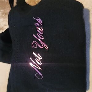 NWT Pink VS Black and Pink Thong with Graphics "NOT YOURS". Size: S